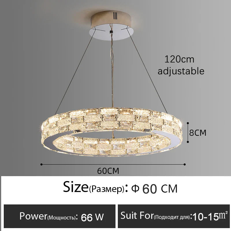 Gold Crystal Ring Chandelier 3-Tier D100cm
