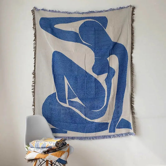 DecorBites™ Geometric Knitted Tassels Throw Blanket