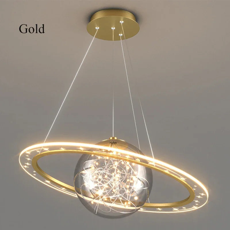 DecorBites™ Gold Acrylic Nordic Chandelier LED Pendant Lamp for Luxury Interior Lighting