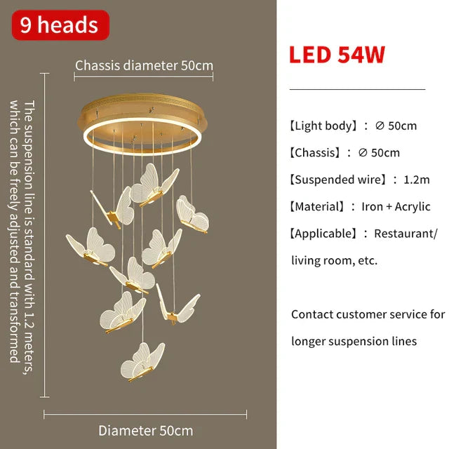 Gold LED Butterfly Pendant
