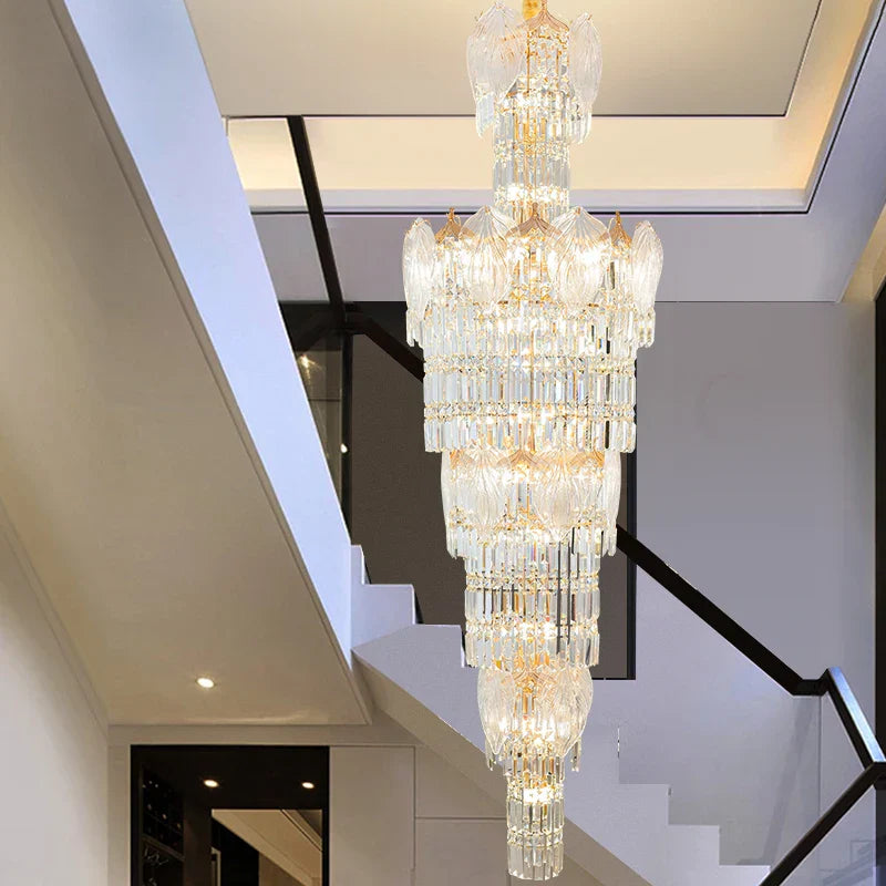 DecorBites™ Crystal European Long Chandelier for Elegant Living Room Décor