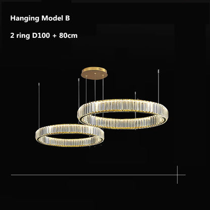 DecorBites™ Crystal LED Chandelier: Modern Steel Pendant Lighting for Luxurious Foyer Decor