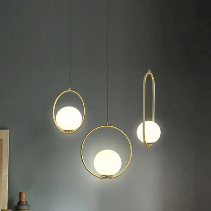 DecorBites™ Glass Ball Pendant Lamp: Elegant Dining Room Light Fixture, Gold Finish