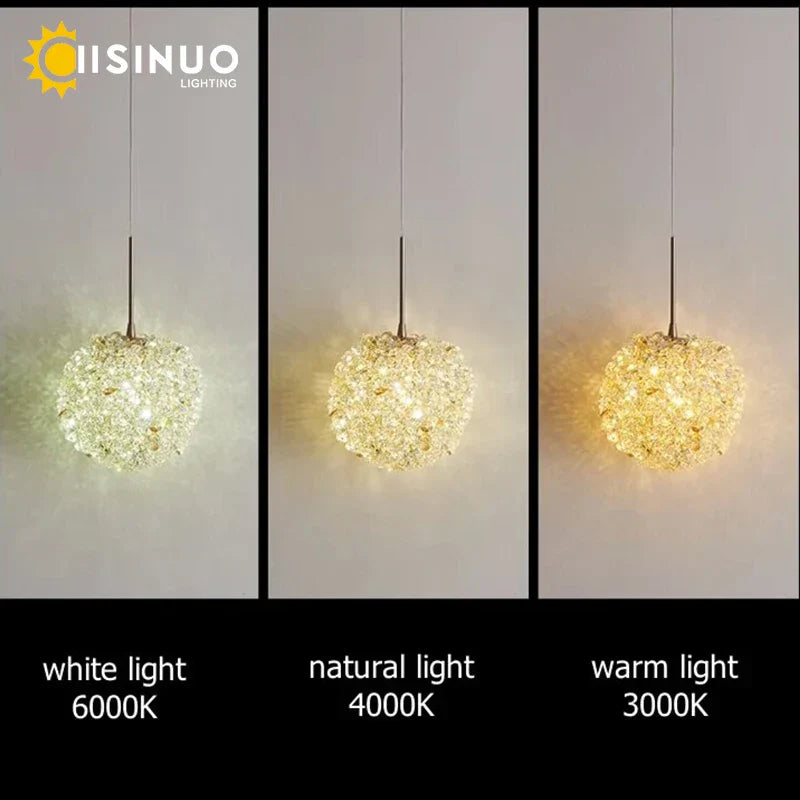 DecorBites™ Crystal Ball Pendant Chandelier for Bedroom Bar Deco