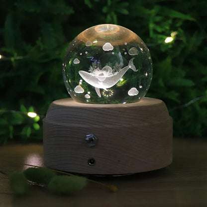 DecorBites™ Crystal Ball Music Box: Rotating Light Projection, Birthday & Valentine's Day Gift