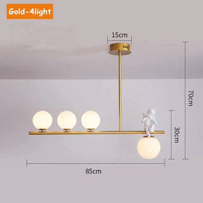 DecorBites™ Glass Bubble Pendant Light with LED lamp - Angel Candle Holder Statues
