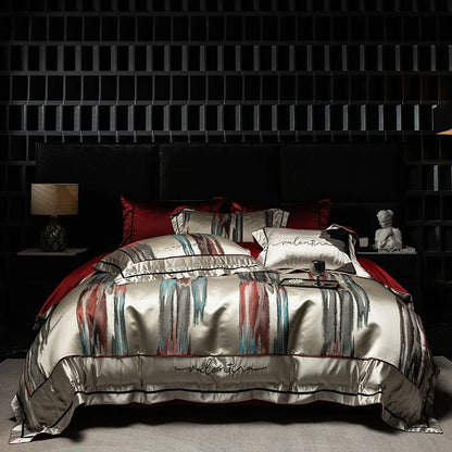 DecorBites™ Luxe Brocade Jacquard Bedding Set with Egyptian Cotton & Embroidery
