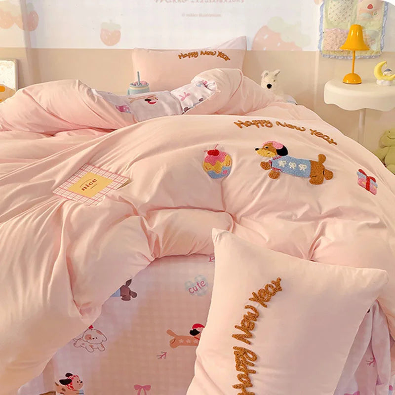 DecorBites™ Cotton Bedding Set Cute Pattern Soft Comforter Single/Double Size Duvet Cover