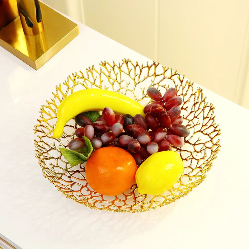 DecorBites™ Coral Shapes Metal Tray: Stylish Home Decor Organization Container