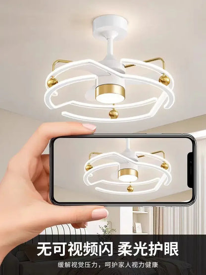 DecorBites™ Cream Bedroom Ceiling Fan Light with Remote Control, Elegant Bedroom Lamp Fixtures