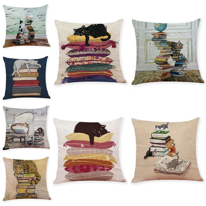 DecorBites™ Creative Cat Linen Pillow Case 45x45cm - Sofa Cushion Cover