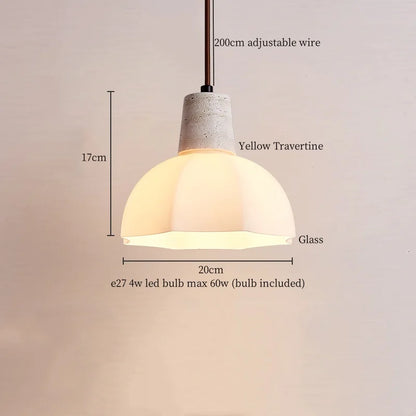 DecorBites™ Creative Stone LED Pendant Light Yellow Travertine Nordic Minimalism Hanging Lamp