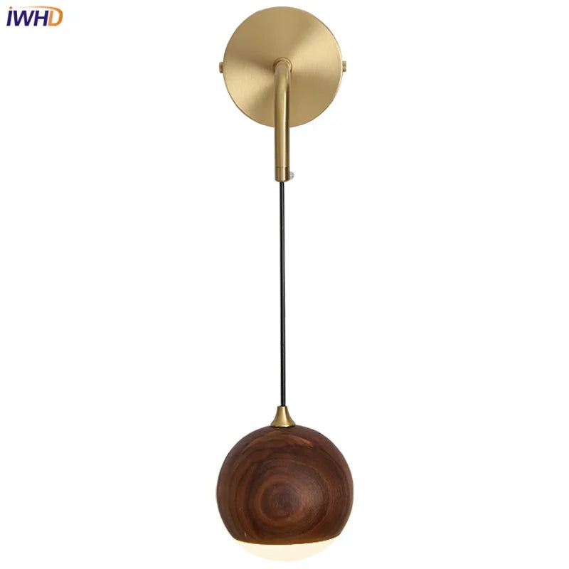 DecorBites™ Adjustable Walnut Wood LED Wall Sconce | Nordic Bedroom Lamparas with Acrylic | Simple Aisle Décor