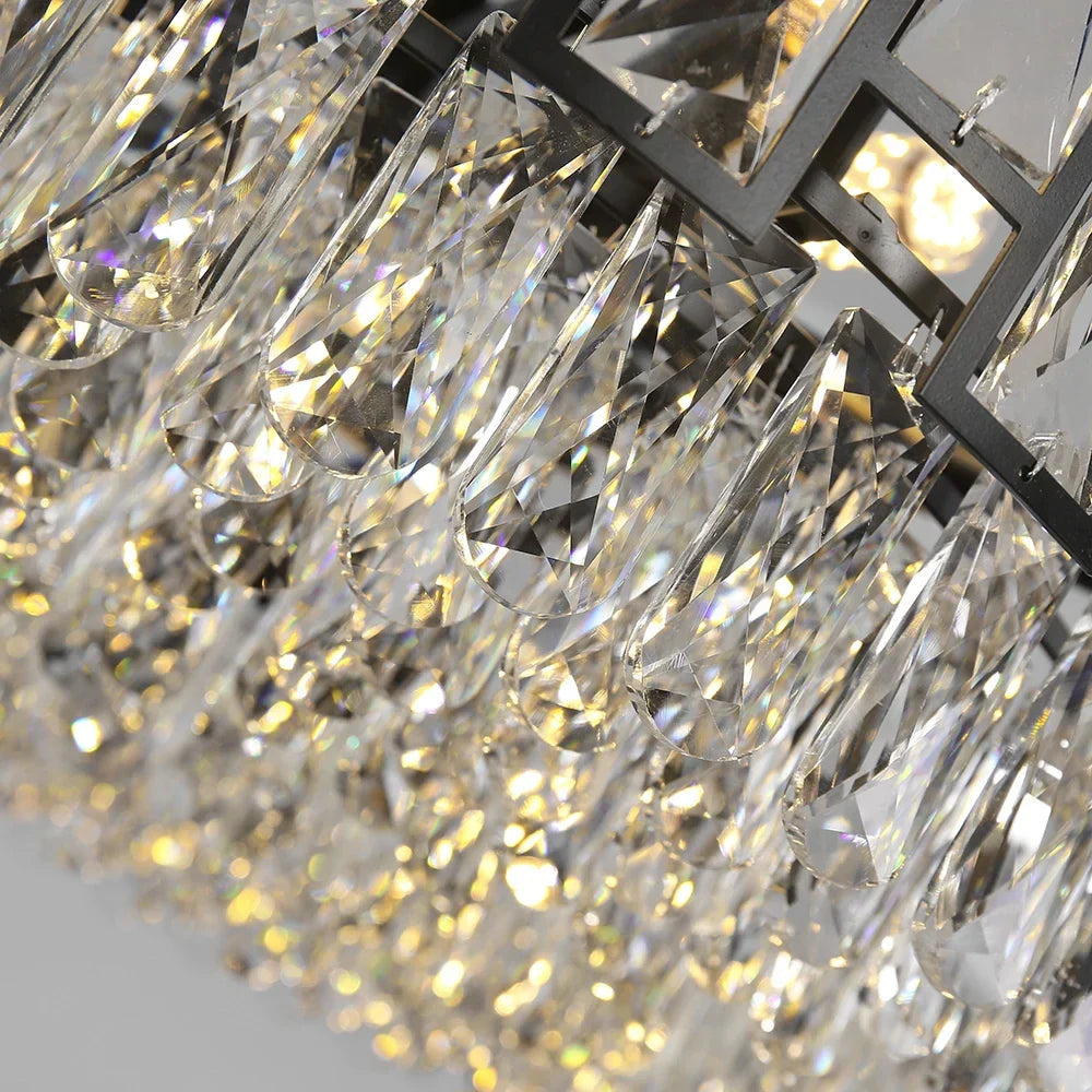 DecorBites™ Crystal LED Chandeliers Black Round Pendant Light for Living Room Dining Indoor Kitchen Bedroom