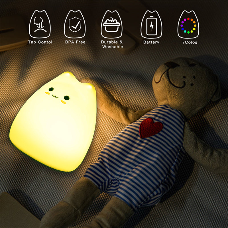 Mini Beliebte Katze Baby Nacht Lampe 7-farbe Pat Touch Farbwechsel Augenschutz Schlafzimmer Nacht Nacht Licht Geschenk Kinder 