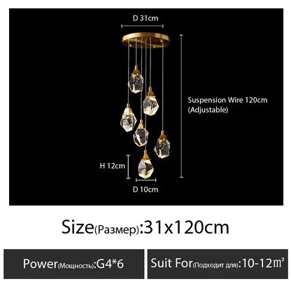DecorBites™ Diamond Crystal Chandelier Staircase LED Large Living Room Hall Lighting