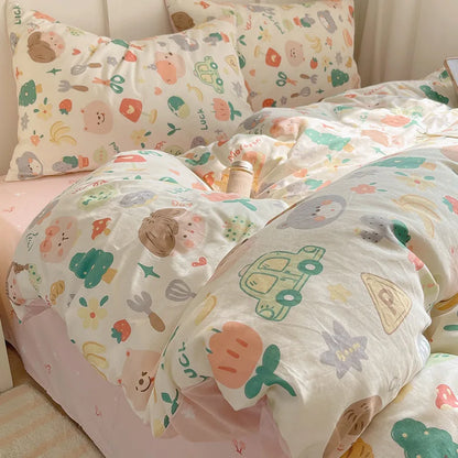 DecorBites™ Cotton Cartoon Printed Bedding Set for All Seasons