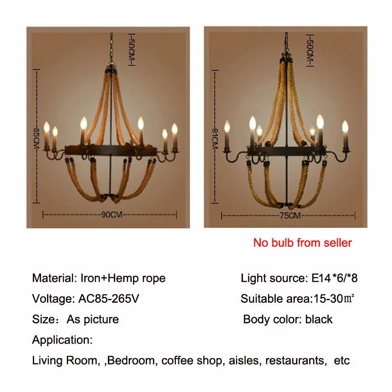 Hemp Vintage Loft Chandelier