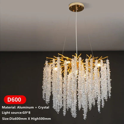 DecorBites™ Crystal Tassel Chandelier: Luxury LED Pendant Lights for Living Room, Hall & Restaurant