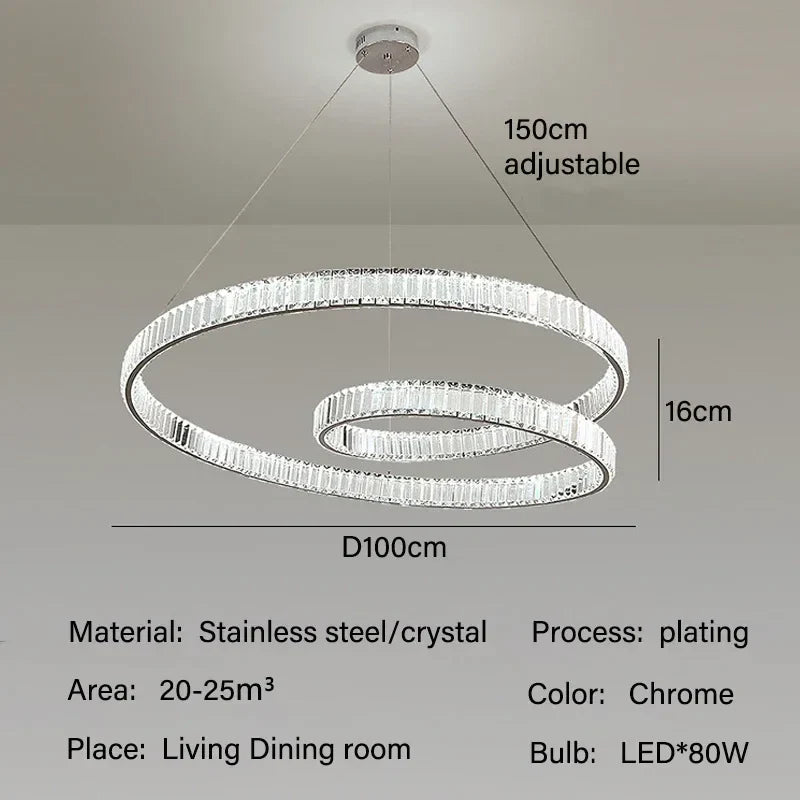DecorBites™ Crystal LED Pendant Lights: Modern Luxury Chandelier for Living and Dining Rooms