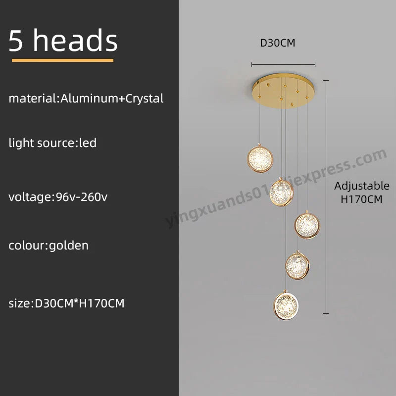 DecorBites™ Crystal Ball LED Rotating Stair Chandelier - Nordic Luxury Loft Bubble Design