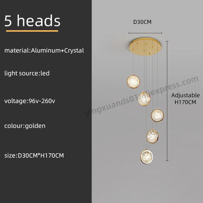 DecorBites™ Crystal Ball LED Rotating Stair Chandelier - Nordic Luxury Loft Bubble Design