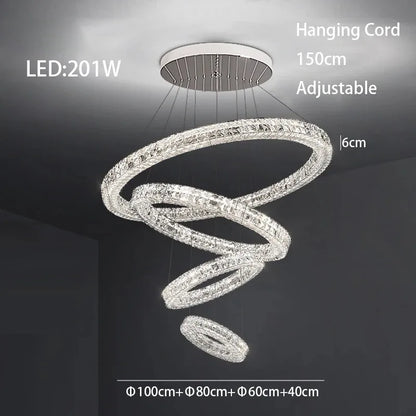 DecorBites™ Crystal LED Chandelier: Modern Luxury Chrome Steel & Clear K9 Crystal Lighting