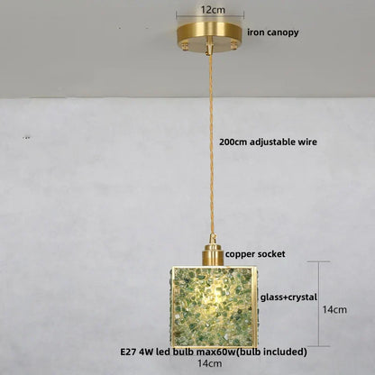 DecorBites™ Crystal Glass LED Pendant Lamp with Adjustable Copper Socket for Modern Luxury Décor