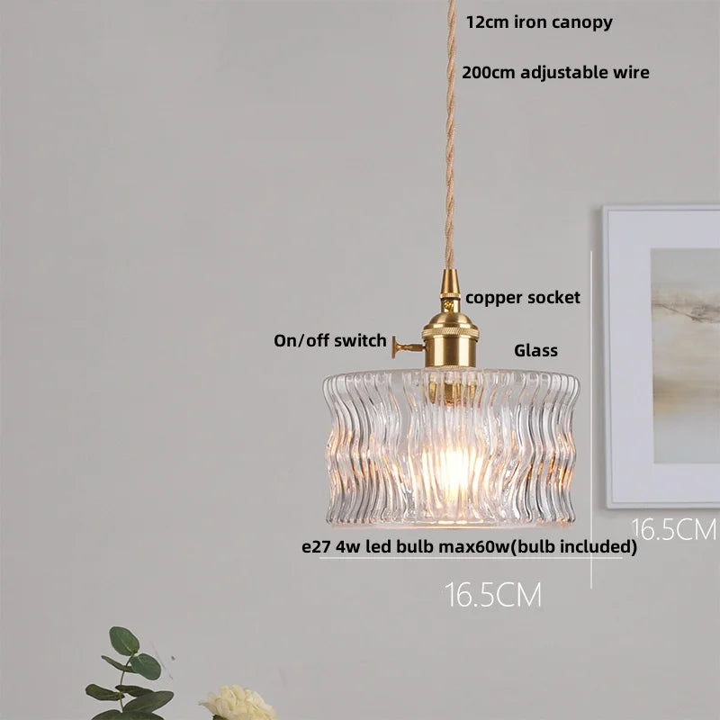Brass Glass Pendant Light With Clear Shade Dining