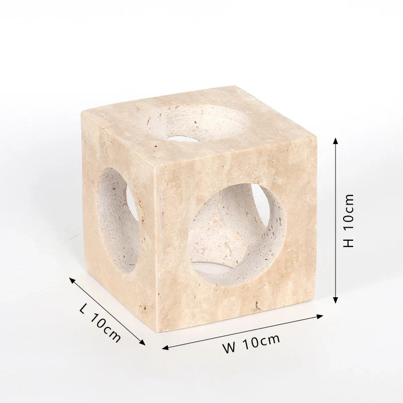 DecorBites™ Hand-Carved Travertine Coffee Table Cabinet for Home Decor