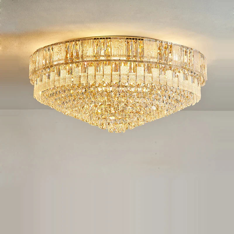Gold Crystal Living Chandelier K9 150cm Gold Hardware