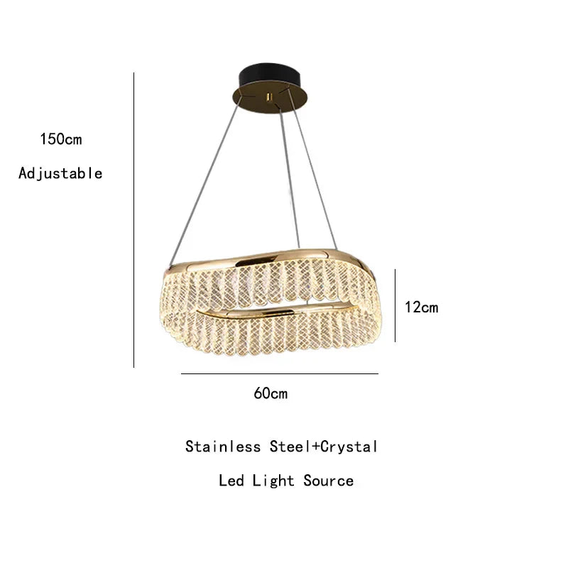 DecorBites™ Golden Crystal Chandelier Luxury Round Pendant Lamparas Art Decor Fixture