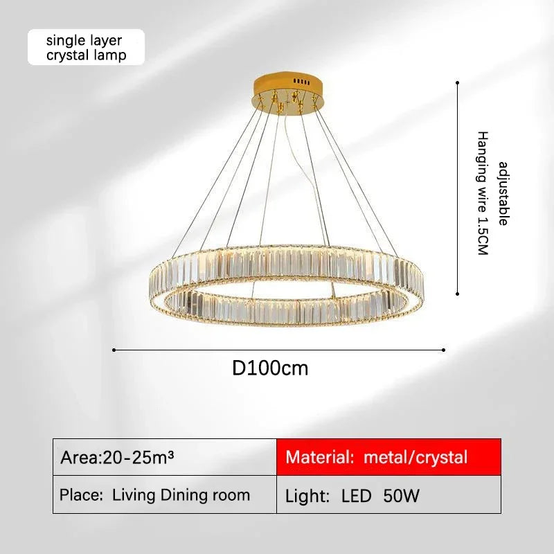 Gold Crystal Halo Chandelier