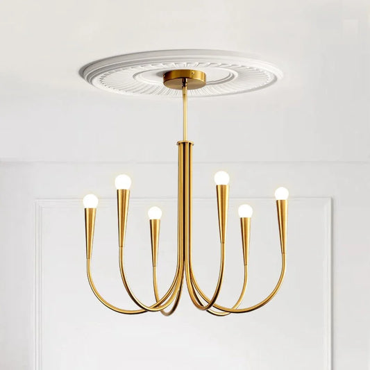DecorBites™ French Candle Led Chandelier Black Gold Kitchen Modern Island Light