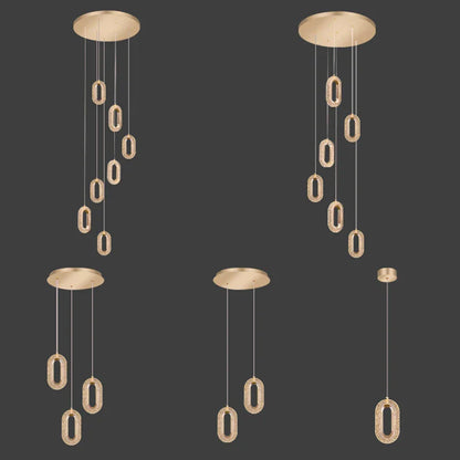 DecorBites™ Gold LED Chandelier for Living Dining Stairwell Hallway, Modern Alloy+Acrylic Hanging Fixture