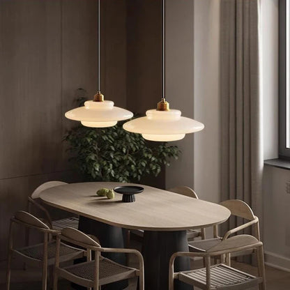 Nordic Cream Glass Pendant Light With Nickel Finish