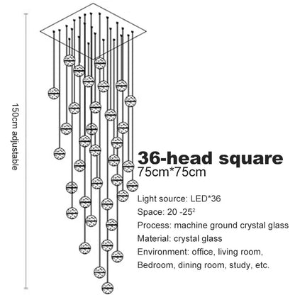 DecorBites™ Crystal Ball Chandelier Pendant Light for Staircase Hallway Bar Décor