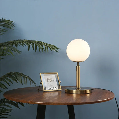 DecorBites™ Glass Ball LED Table Lamp Simple Nordic Design Elegant Bedroom Decor