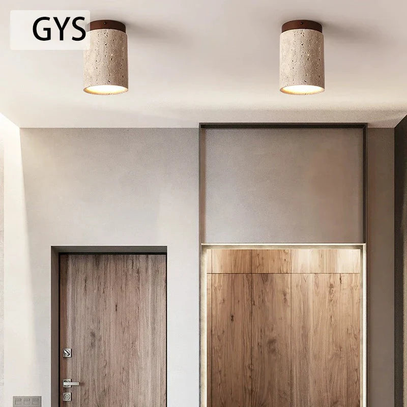 Stone Wood Ceiling Light