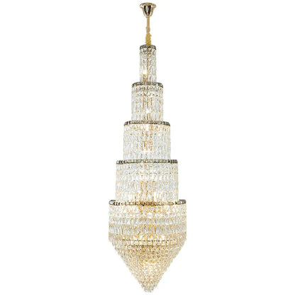 DecorBites™ Crystal Hollow Long Chandelier: Elegant Duplex Villa Hall Lighting