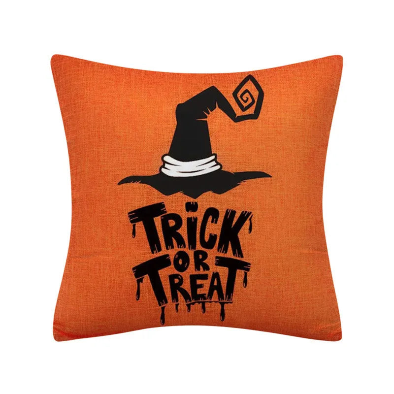 Linen Trick Treat Cushion Cover