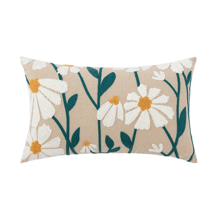 DecorBites™ Daisy Home Floral Geometric Embroidery Pillow Cover 45x45cm/30x50cm Yellow Blue
