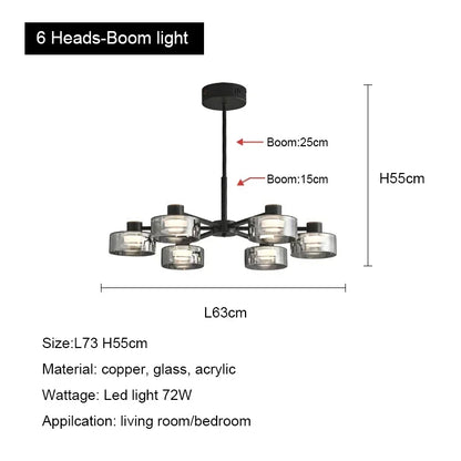 DecorBites™ Glass LED Chandelier: Modern Minimalist Copper Pendant Light for Living Room & Bedroom