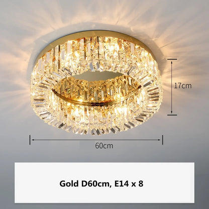 DecorBites™ Crystal Gold Ceiling Light for Dining Room, LED Chandeliers Living Room Decoration