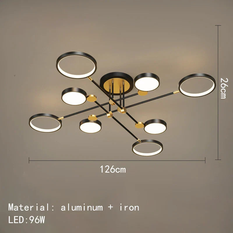 Minimalist Gold Black Chandelier