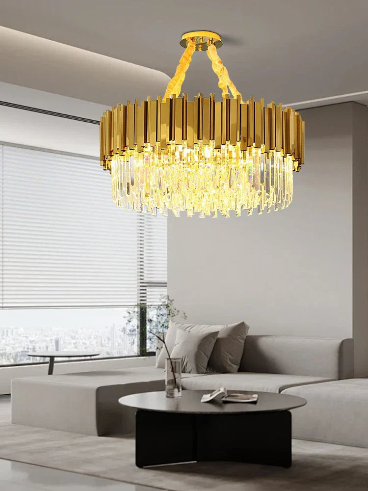 Gold Crystal Ceiling Chandelier 2-Layer Dia150cm
