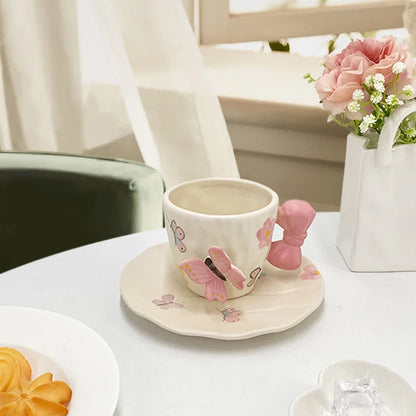 DecorBites™ Bowknot Ceramic Cup & Saucer Set for Dining Table and Coffee - Tea & Juice Mug