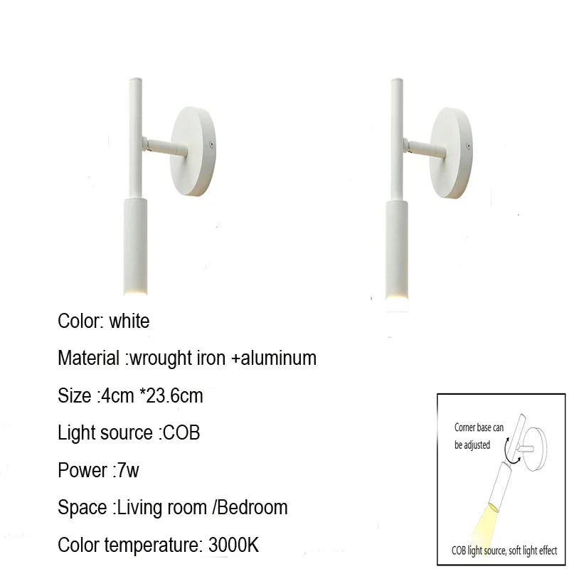DecorBites™ Adjustable Indoor LED Wall Lamp Spotlight Fixture, Aluminum, Rotatable 350°