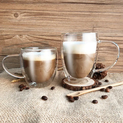 DecorBites™ Double Wall Glasses Set - Tumbler Cup Holder Whiskey Wine Vodka Beer Champagne Milk Tea Mug