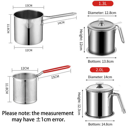 DecorBites™ Deep Fryer Pot with Strainer, Kitchen Cooking Tool for Frying Chicken and French Fries